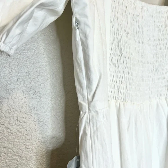 NWT Astr Puff Sleeve Poplin White Dress, S - Picture 7 of 10